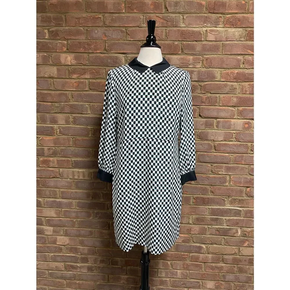 Kate Spade Black-white-Aqua Peter Pan Collar Dress Size 8